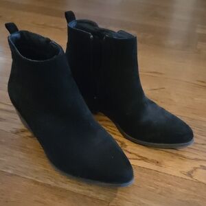 Women's Black Suede Ankle Boots - Sleek Side-Zip Design
